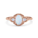 Art Deco Oval Vintage Style Bridal Wedding Engagement Ring Simulated Cubic Zirconia 925 Sterling Silver