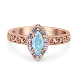 Halo Art Deco Bridal Wedding Engagement Ring Marquise Simulated Cubic Zirconia 925 Sterling Silver