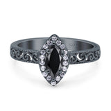 Halo Art Deco Bridal Wedding Engagement Ring Marquise Simulated Cubic Zirconia 925 Sterling Silver