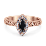Halo Art Deco Bridal Wedding Engagement Ring Marquise Simulated Cubic Zirconia 925 Sterling Silver