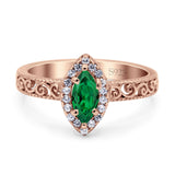Halo Art Deco Bridal Wedding Engagement Ring Marquise Simulated Cubic Zirconia 925 Sterling Silver