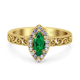 Halo Art Deco Bridal Wedding Engagement Ring Marquise Simulated Cubic Zirconia 925 Sterling Silver