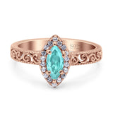 Halo Art Deco Bridal Wedding Engagement Ring Marquise Simulated Cubic Zirconia 925 Sterling Silver