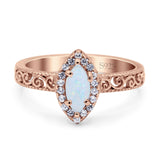 Halo Art Deco Bridal Wedding Engagement Ring Marquise Simulated Cubic Zirconia 925 Sterling Silver