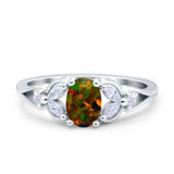 Oval Art Deco Bridal Wedding Engagement Ring Marquise Round Simulated Cubic Zirconia 925 Sterling Silver