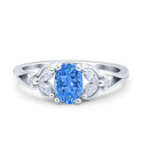 Oval Art Deco Bridal Wedding Engagement Ring Marquise Round Simulated Cubic Zirconia 925 Sterling Silver