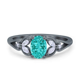 Oval Art Deco Bridal Wedding Engagement Ring Marquise Round Simulated Cubic Zirconia 925 Sterling Silver