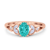 Oval Art Deco Bridal Wedding Engagement Ring Marquise Round Simulated Cubic Zirconia 925 Sterling Silver