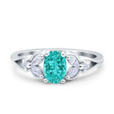 Oval Art Deco Bridal Wedding Engagement Ring Marquise Round Simulated Cubic Zirconia 925 Sterling Silver