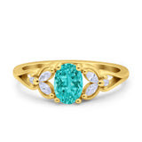 Oval Art Deco Bridal Wedding Engagement Ring Marquise Round Simulated Cubic Zirconia 925 Sterling Silver