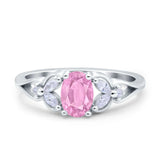 Oval Art Deco Bridal Wedding Engagement Ring Marquise Round Simulated Cubic Zirconia 925 Sterling Silver