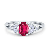 Oval Art Deco Bridal Wedding Engagement Ring Marquise Round Simulated Cubic Zirconia 925 Sterling Silver