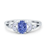 Oval Art Deco Bridal Wedding Engagement Ring Marquise Round Simulated Cubic Zirconia 925 Sterling Silver