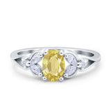 Oval Art Deco Bridal Wedding Engagement Ring Marquise Round Simulated Cubic Zirconia 925 Sterling Silver