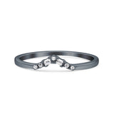 V Curve Baguette Band Eternity Ring Wedding Round Simulated Cubic Zirconia 925 Sterling Silver
