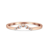 V Curve Baguette Band Eternity Ring Wedding Round Simulated Cubic Zirconia 925 Sterling Silver