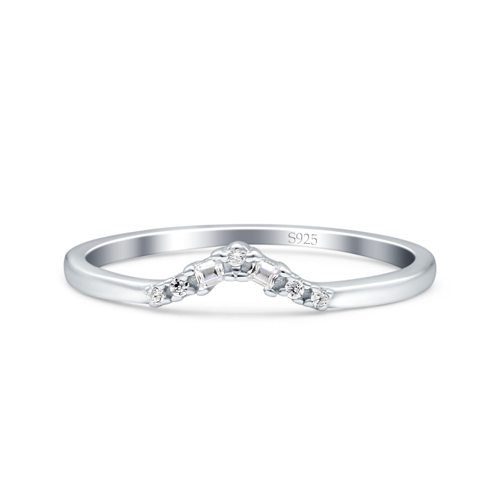 Art Deco Design Eternity Ring Platinum Plated Sterling Silver -  Sweden