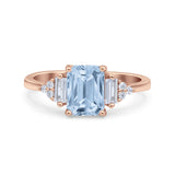 Emerald Cut Art Deco Bridal Wedding Engagement Ring Baguette Simulated Cubic Zirconia 925 Sterling Silver