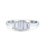 Baguette Shape Wedding Engagement Ring Band Simulated Cubic Zirconia 925 Sterling Silver
