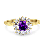 Art Deco Wedding Bridal Ring With Baguette And Round Simulated Cubic Zirconia Stones 925 Sterling Silver