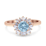 Art Deco Wedding Bridal Ring With Baguette And Round Simulated Cubic Zirconia Stones 925 Sterling Silver