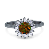 Art Deco Wedding Bridal Ring With Baguette And Round Simulated Cubic Zirconia Stones 925 Sterling Silver