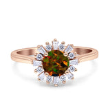 Art Deco Wedding Bridal Ring With Baguette And Round Simulated Cubic Zirconia Stones 925 Sterling Silver