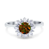 Art Deco Wedding Bridal Ring With Baguette And Round Simulated Cubic Zirconia Stones 925 Sterling Silver