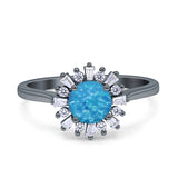 Art Deco Wedding Bridal Ring With Baguette And Round Simulated Cubic Zirconia Stones 925 Sterling Silver