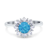 Art Deco Wedding Bridal Ring With Baguette And Round Simulated Cubic Zirconia Stones 925 Sterling Silver