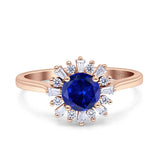 Art Deco Wedding Bridal Ring With Baguette And Round Simulated Cubic Zirconia Stones 925 Sterling Silver