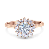 Art Deco Wedding Bridal Ring With Baguette And Round Simulated Cubic Zirconia Stones 925 Sterling Silver