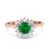 Art Deco Wedding Bridal Ring With Baguette And Round Simulated Cubic Zirconia Stones 925 Sterling Silver