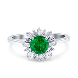 Art Deco Wedding Bridal Ring With Baguette And Round Simulated Cubic Zirconia Stones 925 Sterling Silver