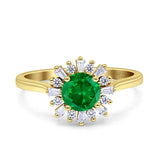 Art Deco Wedding Bridal Ring With Baguette And Round Simulated Cubic Zirconia Stones 925 Sterling Silver