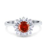 Art Deco Wedding Bridal Ring With Baguette And Round Simulated Cubic Zirconia Stones 925 Sterling Silver