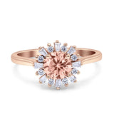 Art Deco Wedding Bridal Ring With Baguette And Round Simulated Cubic Zirconia Stones 925 Sterling Silver