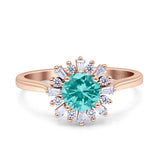 Art Deco Wedding Bridal Ring With Baguette And Round Simulated Cubic Zirconia Stones 925 Sterling Silver