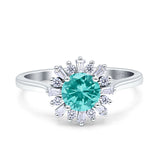 Art Deco Wedding Bridal Ring With Baguette And Round Simulated Cubic Zirconia Stones 925 Sterling Silver