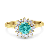 Art Deco Wedding Bridal Ring With Baguette And Round Simulated Cubic Zirconia Stones 925 Sterling Silver