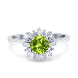 Art Deco Wedding Bridal Ring With Baguette And Round Simulated Cubic Zirconia Stones 925 Sterling Silver