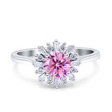 Art Deco Wedding Bridal Ring With Baguette And Round Simulated Cubic Zirconia Stones 925 Sterling Silver