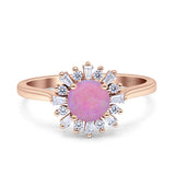 Art Deco Wedding Bridal Ring With Baguette And Round Simulated Cubic Zirconia Stones 925 Sterling Silver