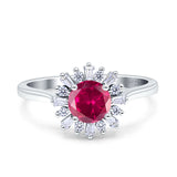 Art Deco Wedding Bridal Ring With Baguette And Round Simulated Cubic Zirconia Stones 925 Sterling Silver