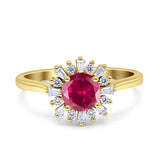 Art Deco Wedding Bridal Ring With Baguette And Round Simulated Cubic Zirconia Stones 925 Sterling Silver