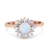 Art Deco Wedding Bridal Ring With Baguette And Round Simulated Cubic Zirconia Stones 925 Sterling Silver