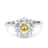 Art Deco Wedding Bridal Ring With Baguette And Round Simulated Cubic Zirconia Stones 925 Sterling Silver