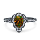 Teardrop Pear Shape Halo Engagement Ring Simulated Cubic Zirconia 925 Sterling Silver