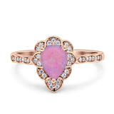 Teardrop Pear Shape Halo Engagement Ring Simulated Cubic Zirconia 925 Sterling Silver