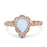 Teardrop Pear Shape Halo Engagement Ring Simulated Cubic Zirconia 925 Sterling Silver